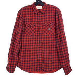 DENIM & SUPPLY Ralph Lauren Shirt Women Medium Red Buffalo Check Plaid Button Up